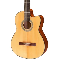 Cheap 🎁 Lucero Lucero LC100CE Acoustic-Electric Cutaway Classical Guitar Natural 👍