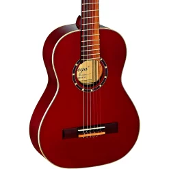 Coupon ⭐ Ortega Ortega Family Series R121-1/2WR 1/2 Size Classical Guitar Transparent Wine Red 0.5 ❤️