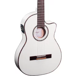 Flash Sale 😀 Ortega Ortega Family Series Pro RCE145WH Thinline Acoustic Electric Nylon Guitar White 😉