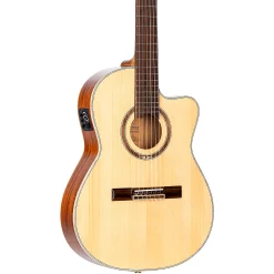Discount 😉 Ortega Ortega RCE138-T4 Thinline Acoustic-Electric Nylon Guitar High Gloss Natural ✨